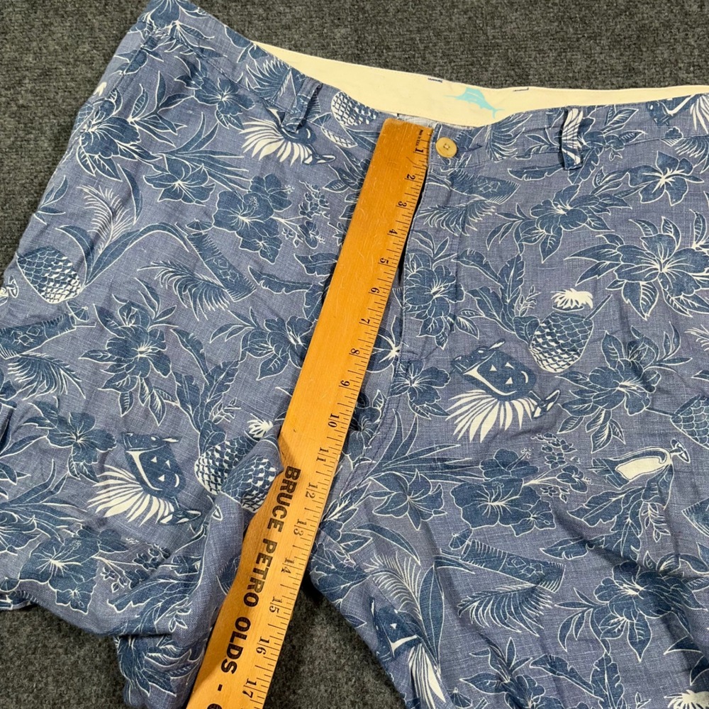 Tommy Bahama Linen Tropical Hawaiian Shorts Men 42 Blue Pineapple AOP  Loose‎ - Picture 7 of 10